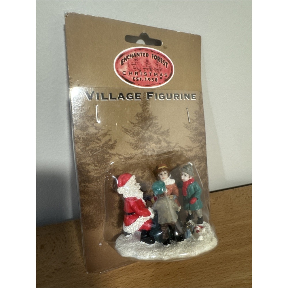 NEW Enchanted Forest Village Figurine Christmas Santa With Toys Children 2893260